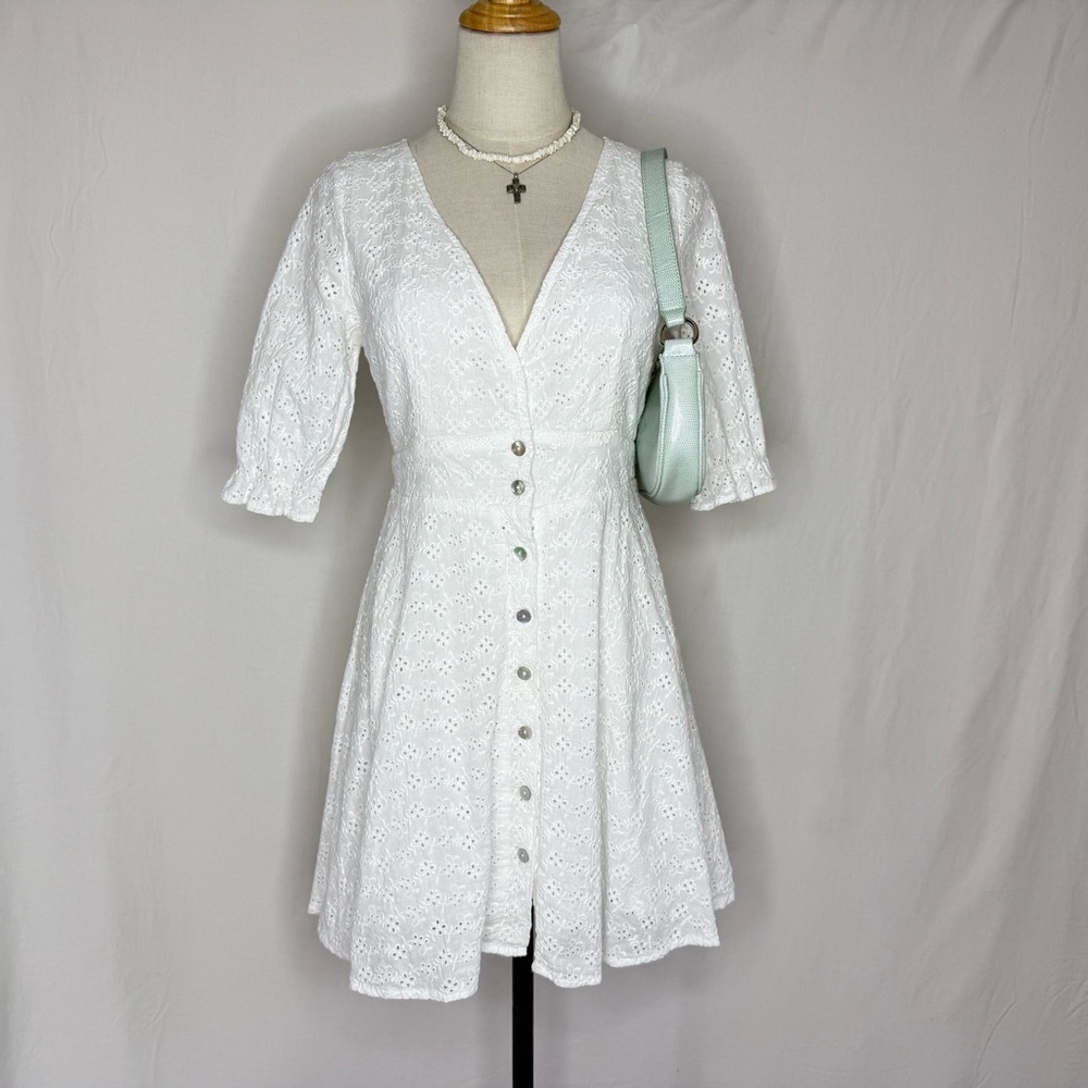 Charlie Holiday White Puff Sleeve Sundress